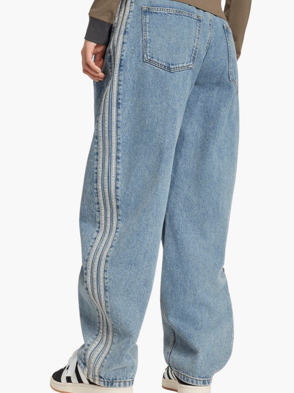 adidas Originals 3-Stripes Barrel Leg Jeans - Picture 5 of 6